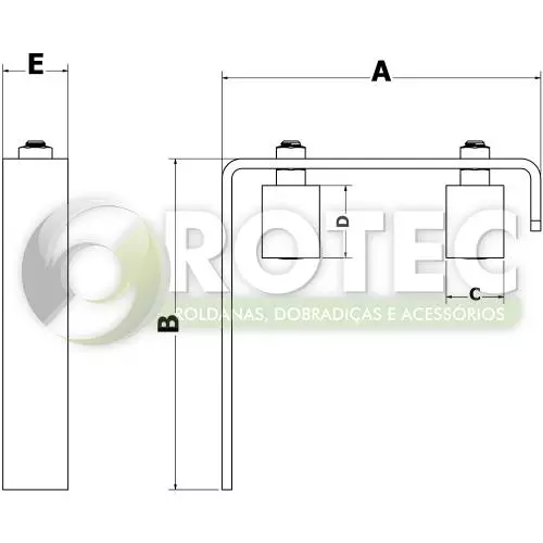Guia superior para portão de correr com 2 roletes