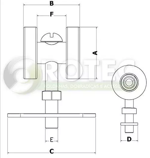 Rodízio duplo com rolamento 40 mm (6203zz) 