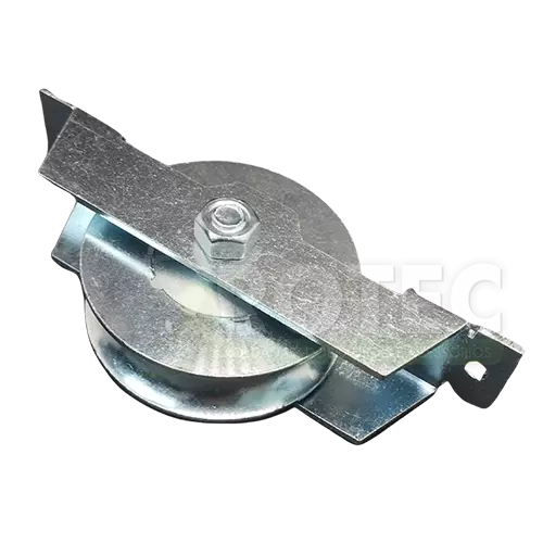 Roldana canal U ferro 1/2'' com suporte aberto com parafusos