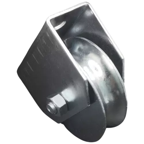 Roldana para ferro redondo 1/2" com suporte fechado com parafuso
