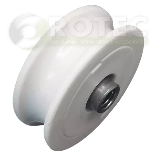 Roldana Nylon Canal U Ferro ½" com bucha para parafuso