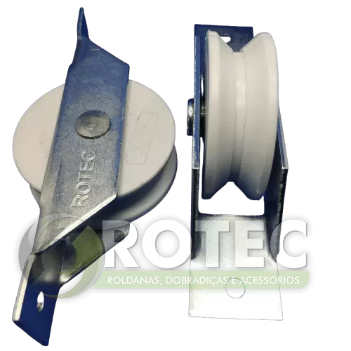 Roldana de nylon com suporte aberto em V